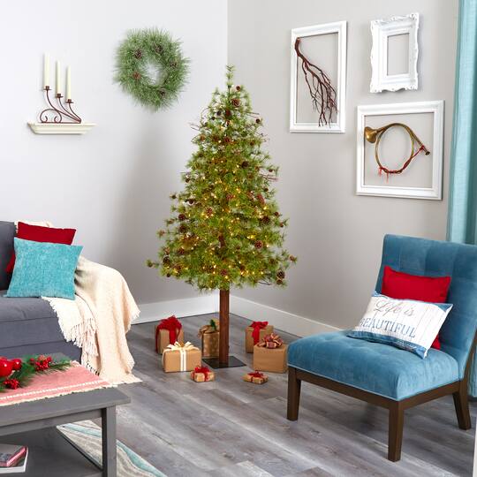 6ft. Pre-Lit Wyoming Alpine Artificial Christmas Tree, Clear LED Lights